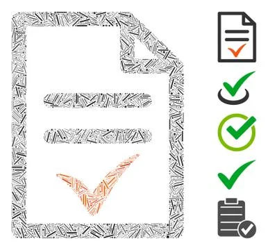 Dash Mosaic Valid Document Icon Illustrazione stock