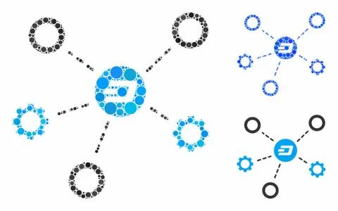 Dash network structure Composition Icon of Circles Illustrazione stock