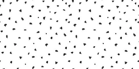 Dash pattern on white background. Wrapping paper with small black dots painted Illustrazione stock