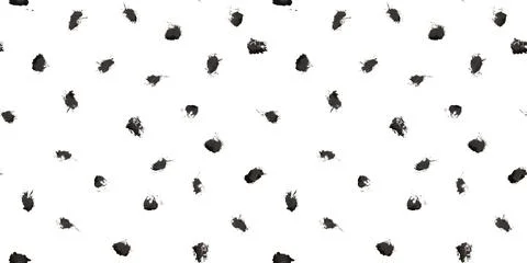 Dash pattern on white background. Wrapping paper with small black dots painted Illustrazione stock