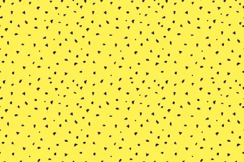 Dash pattern on yellow background. Wrapping paper with small black dots painted Illustrazione stock