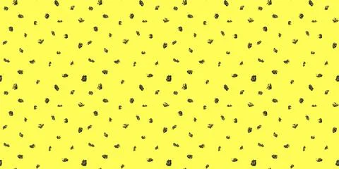 Dash pattern on yellow background. Wrapping paper with small black dots painted Stock Illustration