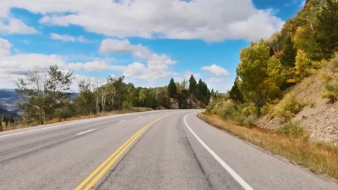 Dash POV autumn mountain drive Stock Footage 290462161