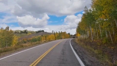 Dash POV autumn mountain drive Stock Footage 290462521