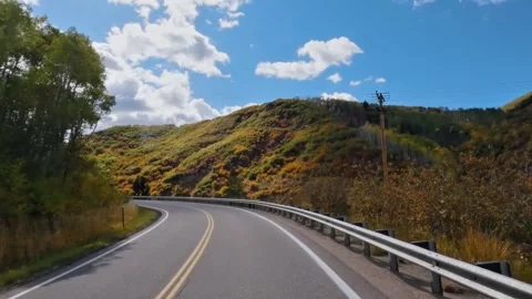 Dash POV autumn mountain drive Stock Footage 290462584