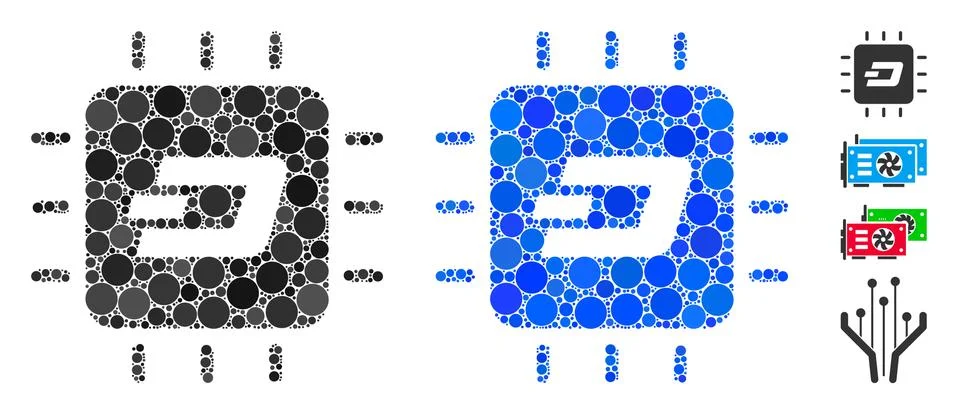 Dash Processor Chip Composition Icon of Circle Dots Illustrazione stock