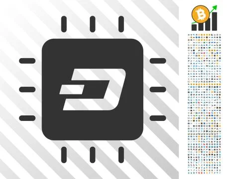Dash Processor Chip Flat Icon with Bonus Stock Illustration