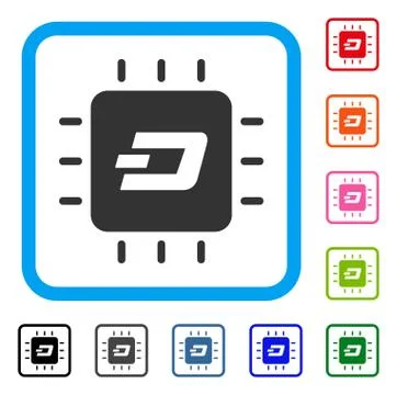 Dash Processor Chip Framed Icon Stock Illustration