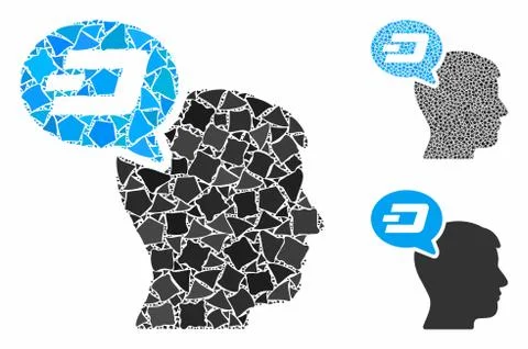 Dash thinking balloon Composition Icon of Uneven Elements Stock Illustration