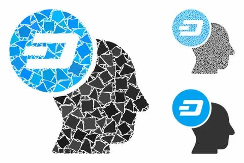 Dash thinking head Composition Icon of Bumpy Items Stock Illustration