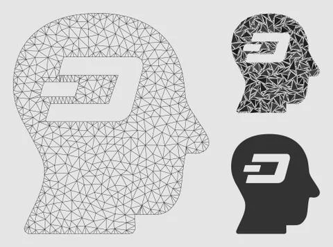 Dash Thinking Vector Mesh Network Model and Triangle Mosaic Icon Illustrazione stock