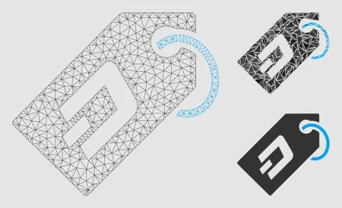 Dash Token Vector Mesh 2D Model and Triangle Mosaic Icon 스톡 일러스트