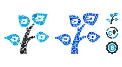 Dash Tree Mosaic Icon of Circle Dots Stock Illustration