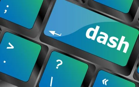 Dash word on keyboard key, notebook computer button Illustrazione stock