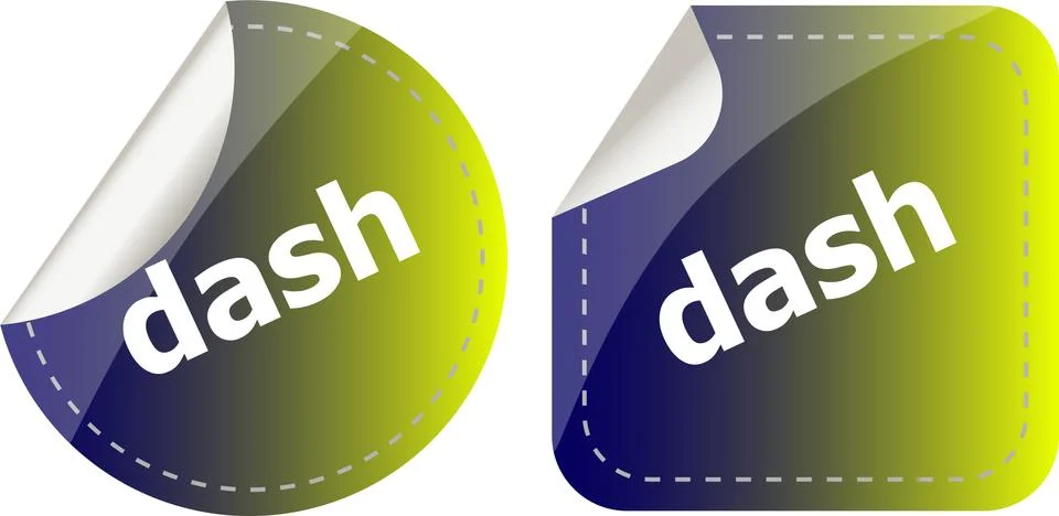 Dash word stickers web button set, label, icon Stock Illustration