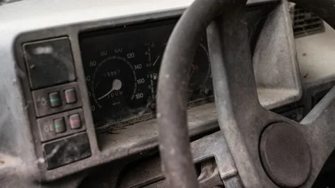 Dashboard of an abandoned car 2 Stock Footage 151088886