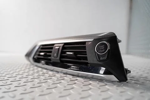 Dashboard air vent with engine start button Foto stock
