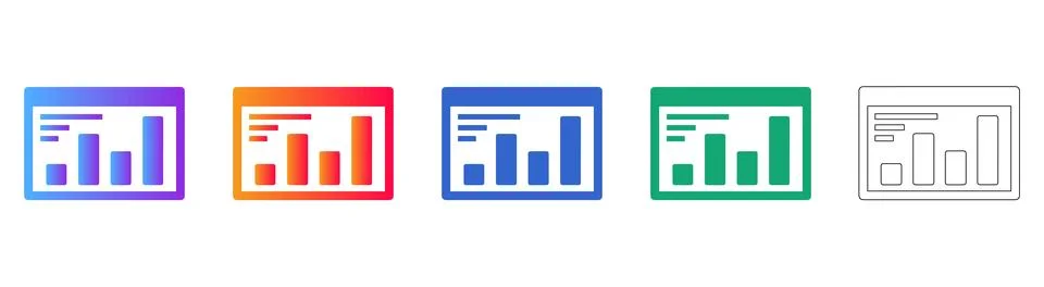 Dashboard Analytics Chart Icon Collection Stock Illustration