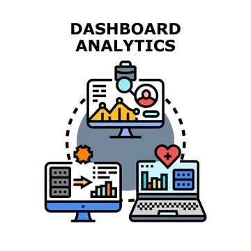 Dashboard analytics concept illustrating data visualization and business in.. 库存插图