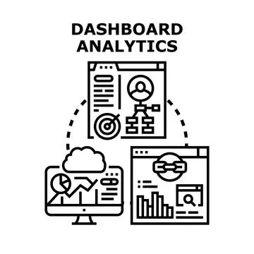 Dashboard analytics concept visualizing data management Stock Illustration