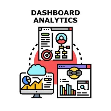 Dashboard analytics concept visualizing data management Stock Illustration