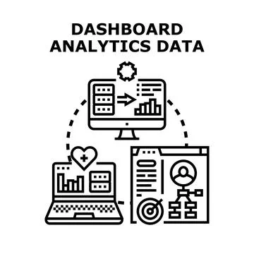 Dashboard analytics data processing diagram Stock Illustration