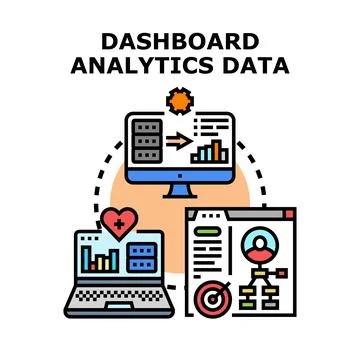 Dashboard analytics data processing diagram Stock Illustration