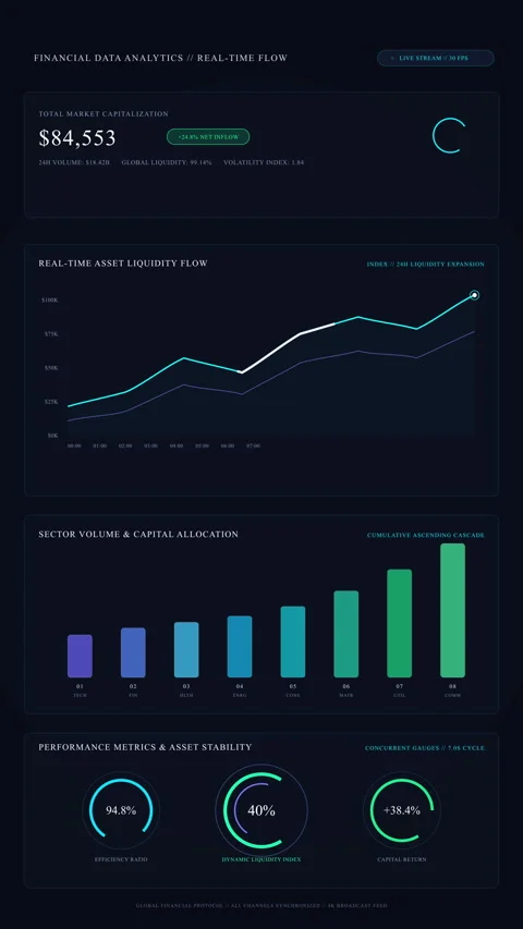 Dashboard analytics growth chart interface finance business tech report Stock Footage 346646152