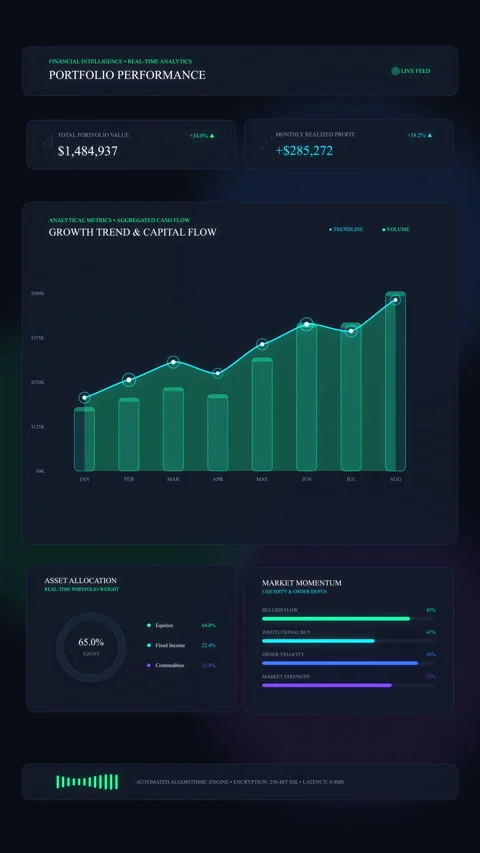 Dashboard analytics growth chart interface financial data metrics technology Stock Footage 347199301