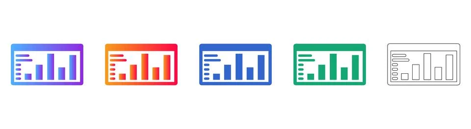 Dashboard Analytics Interface Icon Set Ilustração Stock