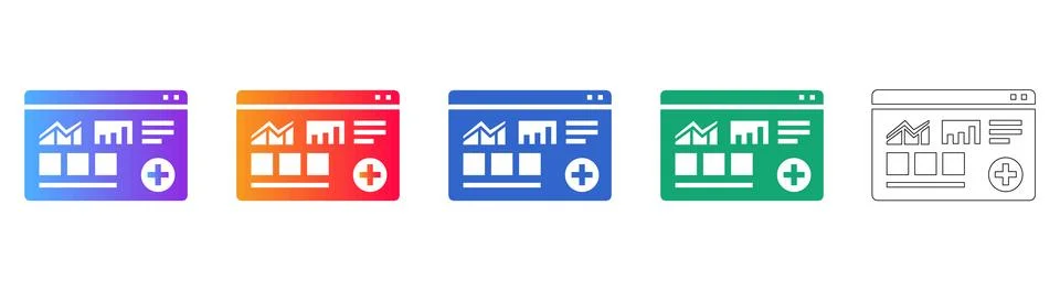 Dashboard Analytics UI Panel Icons 库存插图