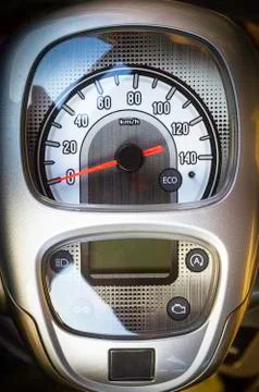 Dashboard and speedometer of a motorcycle Stock Photos