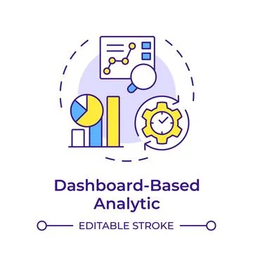 Dashboard based analytic multi color concept icon Stock Illustration