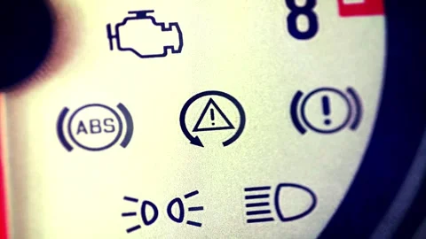 Dashboard in a car and close-up of the indicator lights Vídeo Stock 295582058