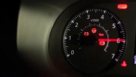 Dashboard in the car. Car tachometer when starter move.Check all sensores befor Stock Footage 187659290