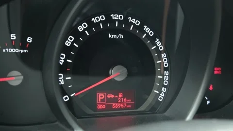 Dashboard of the car, close-up. Machine control. eco mode, flashing green light Stock Footage 200433906