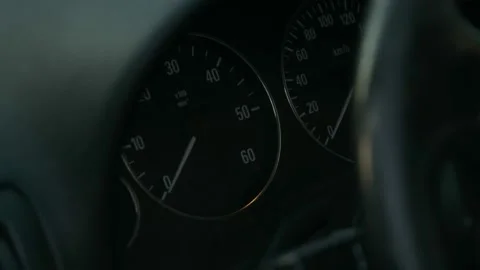 Dashboard in the car. a man is trying to start a car but there are a lot of Stock-Footage 130672853