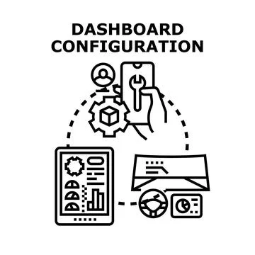 Dashboard configuration settings adjusting and optimizing process 库存插图