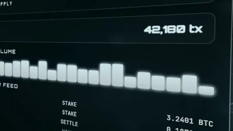 Dashboard for a cryptocurrency mining operation, transaction activity and node Stock Footage 333450086