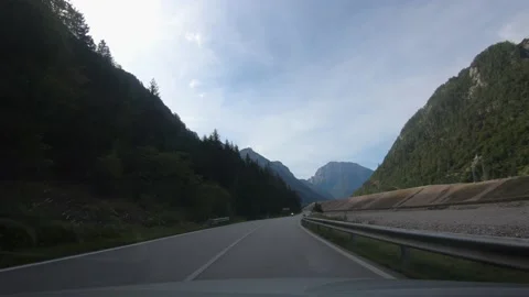 Dashboard dash cam point of view POV driving near small industry town Stock Footage 139413290