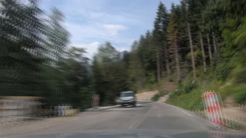 Dashboard dash cam point of view POV driving on countryside road in Slovenia Stock Footage 139414082