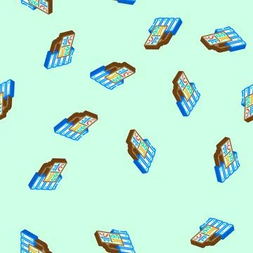 Dashboard data center isometric icon seamless pattern Stock Illustration