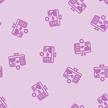 Dashboard data center line seamless pattern Illustrazione stock