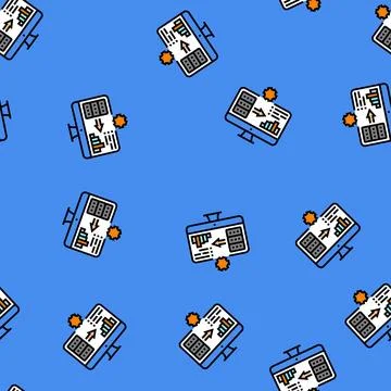 Dashboard data center vector seamless pattern 스톡 일러스트
