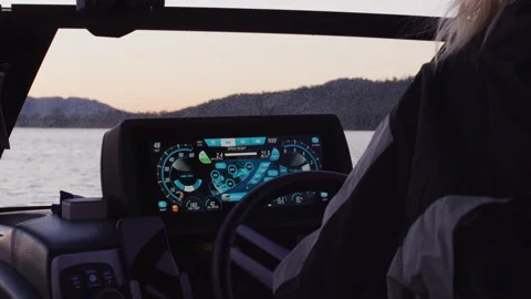 Dashboard display on a speedboat Stock Footage 264007708