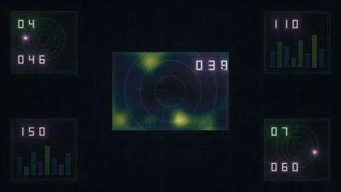 Dashboard displays metrics and stats on dark background Stock Footage 338318227