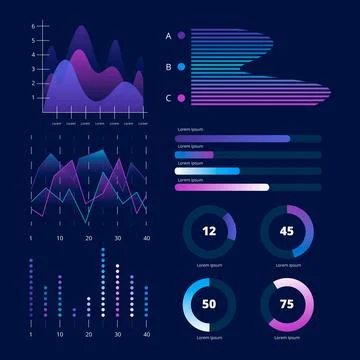 Dashboard element collection graphic Stock Illustration