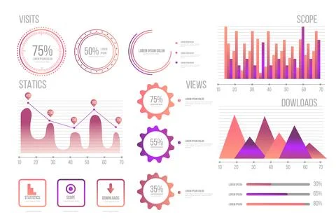 Dashboard element collection template 스톡 일러스트