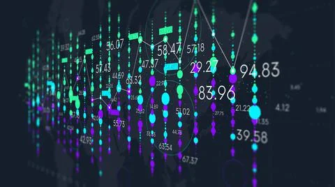 Dashboard with financial analytics, futuristic visualization of business stat Stock Illustration
