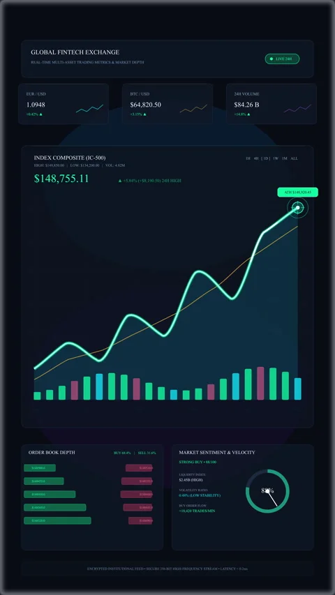 Dashboard financial analytics growth chart animation loop Stock Footage 346646439